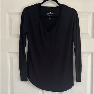 Women's Black V-Neck Top